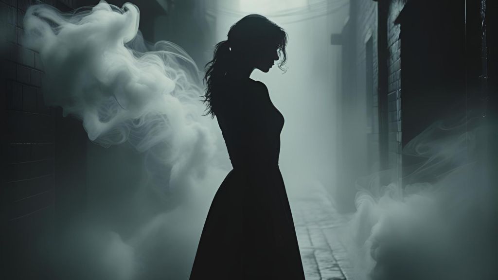 A mysterous shadow of a woman. Ai generated. Images related to a mysterious, unknown woman called "Annie"