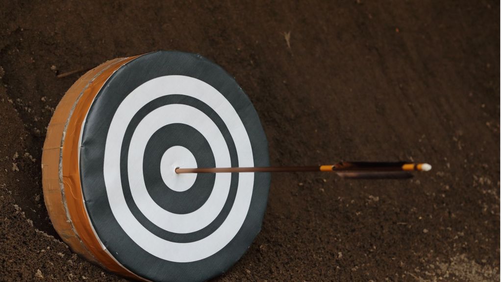 A arrow hits a bullseye.